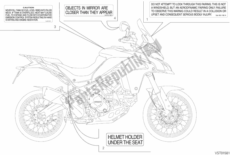 All parts for the Label, Warning of the Ducati Multistrada 1200 Enduro Touring USA 2018